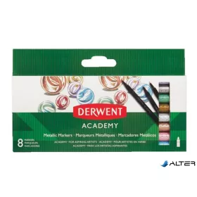  Filctoll készlet, DERWENT, 'Academy', 8 különböző metál szín