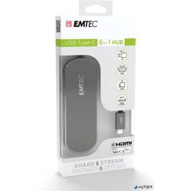  USB elosztó-HUB, USB-C/USB 3.1/HDMI/SD kártya, EMTEC "T650C"