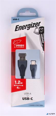 USB kábel, USB-A - USB-C, 1,2m, ENERGIZER, fekete