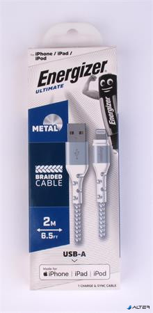 USB kábel, USB-A - Lightning (Apple), 2m, ENERGIZER, fehér