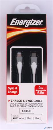 USB kábel, USB-C - Lightning (Apple), 2m, ENERGIZER, fehér