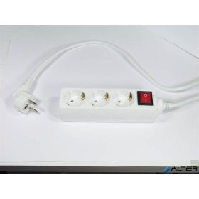   Elosztósor, 3 csatlakozóaljzat, 3 m kábelhosszúság, kapcsolóval