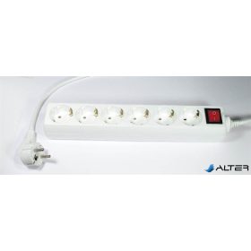   Elosztósor, 6 csatlakozóaljzat, 1,5 m kábelhosszúság, kapcsolóval