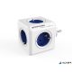 Elosztó, 5 aljzat, ALLOCACOC "PowerCube Original DE", fehér-kék