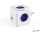Elosztó, 4 aljzat, 2 USB csatlakozó, ALLOCACOC "PowerCube Original USB DE", fehér-kék