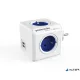 Elosztó, 4 aljzat, 2 USB csatlakozó, ALLOCACOC "PowerCube Original USB DE", fehér-kék