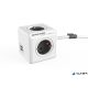 Elosztó, 4 aljzat, 2 USB csatlakozó, 1,5 m kábelhosszúság, ALLOCACOC 'PowerCube Extended USB DE', fehér-szürke