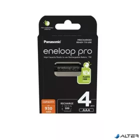   Tölthető elem, AAA mikro, 4x930 mAh Ni-MH, PANASONIC "Eneloop Pro"