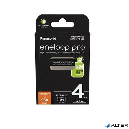 Tölthető elem, AAA mikro, 4x930 mAh Ni-MH, PANASONIC "Eneloop Pro"
