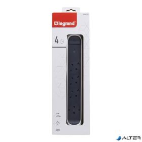   Elosztósor, túlfeszültség levezetővel, 4 csatlakozóaljzat, 1,5 m, LEGRAND, fehér-sötétszürke