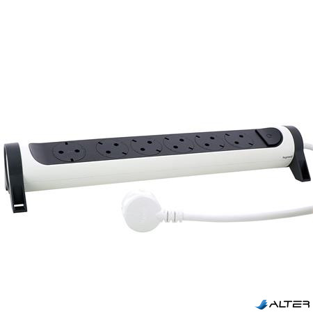 Elosztósor, 6 csatlakozóaljzat, 3 m kábelhosszúság, forgatható, LEGRAND 'Premium', fehér