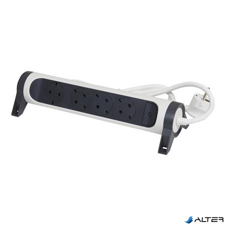 Elosztósor, 4 csatlakozóaljzat, 3 m kábelhosszúság, LEGRAND 'Premium', fehér