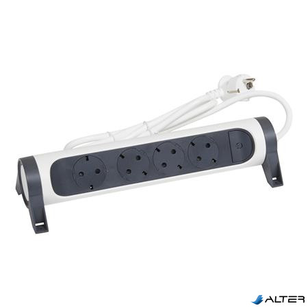 Elosztósor, 4 csatlakozóaljzat, 3 m kábelhosszúság, LEGRAND 'Premium', fehér