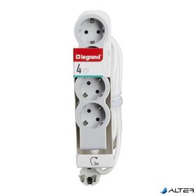   Elosztósor, 4 csatlakozóaljzat, 3 m kábelhosszúság, LEGRAND 'Standard', fehér-szürke