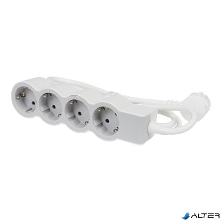 Elosztósor, 4 csatlakozóaljzat, 3 m kábelhosszúság, LEGRAND 'Standard', fehér-szürke