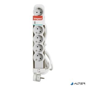   Elosztósor, 6 csatlakozóaljzat, 3 m kábelhosszúság, LEGRAND 'Standard', fehér-szürke