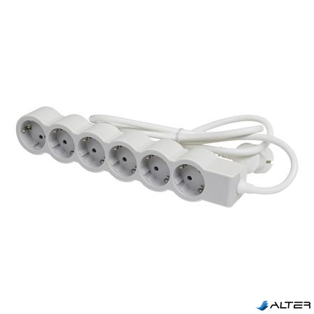 Elosztósor, 6 csatlakozóaljzat, 3 m kábelhosszúság, LEGRAND 'Standard', fehér-szürke