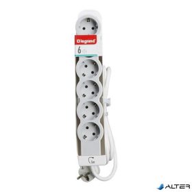   Elosztósor, 6 csatlakozóaljzat, 5 m kábelhosszúság, LEGRAND 'Standard', fehér-szürke