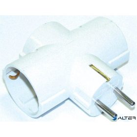   Átalakító, 3 csatlakozóaljzat, földelt, 90 fokban elforgatott