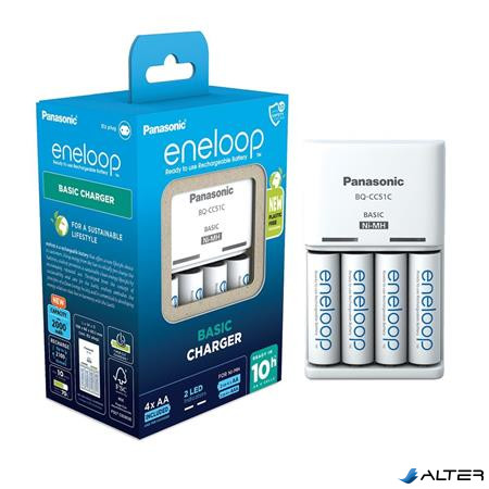 Elemtöltő, AA/AAA, 4x2000 mAh AA, PANASONIC "Eneloop"