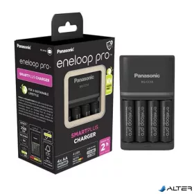   Elemtöltő, AA/AAA, 4x2500 mAh AA, gyorstöltő, PANASONIC "Eneloop Pro"