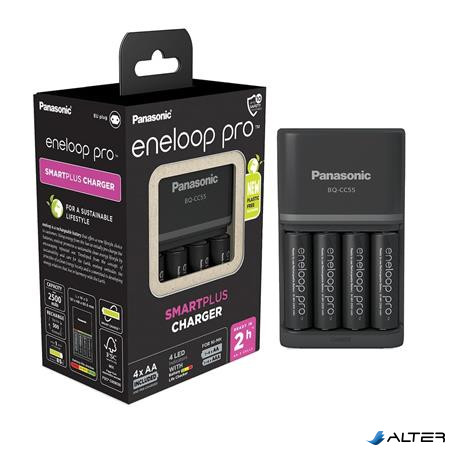 Elemtöltő, AA/AAA, 4x2500 mAh AA, gyorstöltő, PANASONIC "Eneloop Pro"