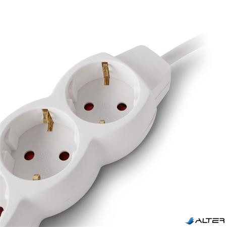 Elosztósor, 3 aljzat, 1,5 m, ENTAC, fehér