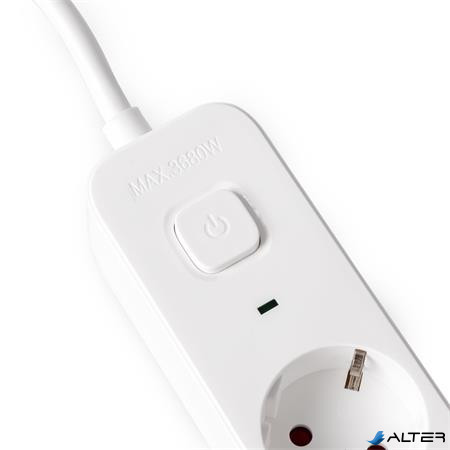 Elosztósor, 4 aljzat, 1,5 m, USB, kapcsolóval, ENTAC, fehér