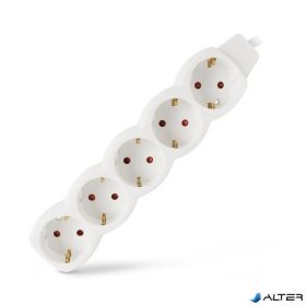 Elosztósor, 5 aljzat, 1,5 m, ENTAC, fehér