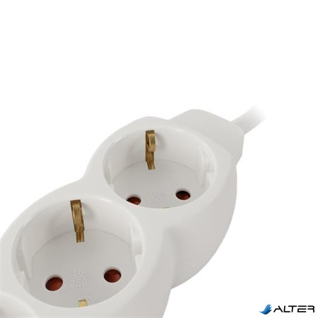 Elosztósor, 5 aljzat, 3 m, ENTAC, fehér