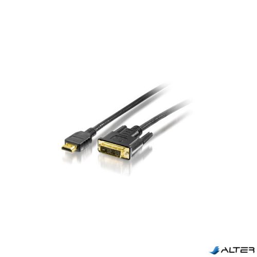HDMI - DVI-D kábel, aranyozott, 2 m, EQUIP