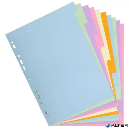 Regiszter, karton, A4, 10 részes, EXACOMPTA, pasztell színek