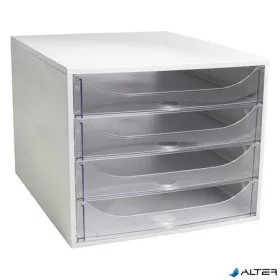   Irattároló, műanyag, 4 fiókos, EXACOMPTA 'Ecobox Office', szürke-áttetsző