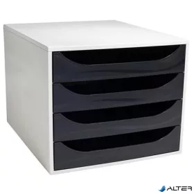   Irattároló, műanyag, 4 fiókos, EXACOMPTA 'Ecobox Office', szürke-fekete