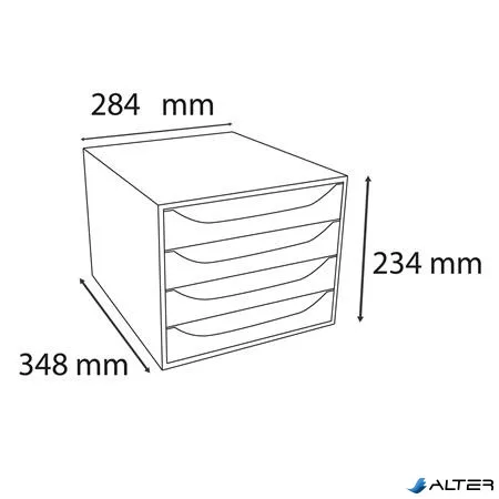 Irattároló, műanyag, 4 fiókos, EXACOMPTA 'Ecobox Office', szürke-fekete