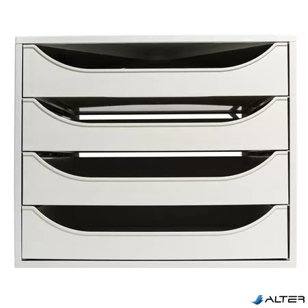 Irattároló, műanyag, 4 fiókos, EXACOMPTA "Ecobox Office", szürke-szürke