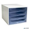 Irattároló, műanyag, 4 fiókos, EXACOMPTA "Ecobox Linicolor", jégkék