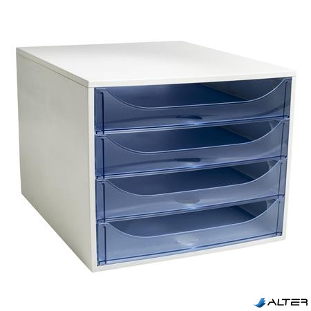 Irattároló, műanyag, 4 fiókos, EXACOMPTA "Ecobox Linicolor", jégkék