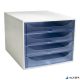 Irattároló, műanyag, 4 fiókos, EXACOMPTA "Ecobox Linicolor", jégkék