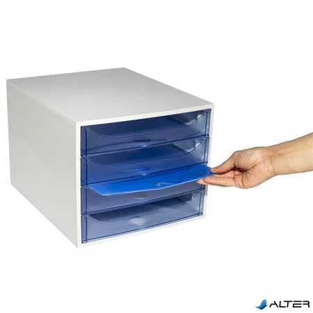 Irattároló, műanyag, 4 fiókos, EXACOMPTA "Ecobox Linicolor", jégkék