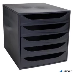   Irattároló, műanyag, 5 fiókos, EXACOMPTA "Ecobox ExoBlack", fekete