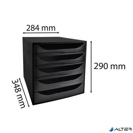 Irattároló, műanyag, 5 fiókos, EXACOMPTA "Ecobox ExoBlack", fekete