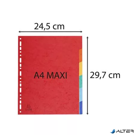 Regiszter, karton, A4+, 6 részes, EXACOMPTA, színes