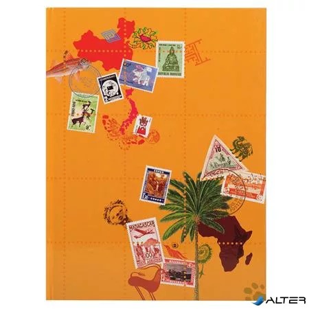 Album, bélyeggyűjtő, 22,5x30,5 cm, 8 lap, EXACOMPTA "Globe Trotter", vegyes színek