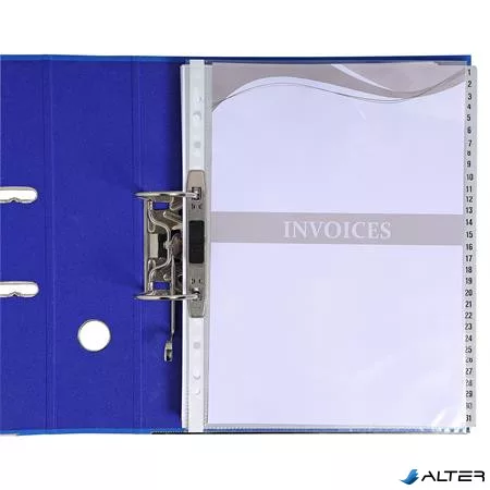 Regiszter, műanyag, A4+, 1-31, EXACOMPTA, szürke