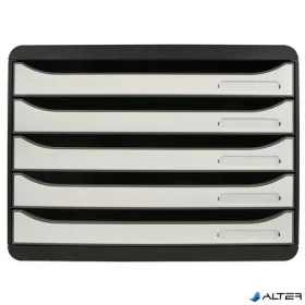   Irattároló, műanyag, 5 fiókos, EXACOMPTA 'BIigBox Glossy', fekete-fehér