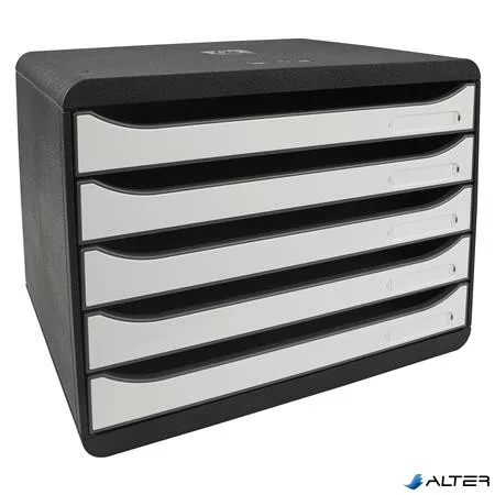 Irattároló, műanyag, 5 fiókos, EXACOMPTA 'BIigBox Glossy', fekete-fehér