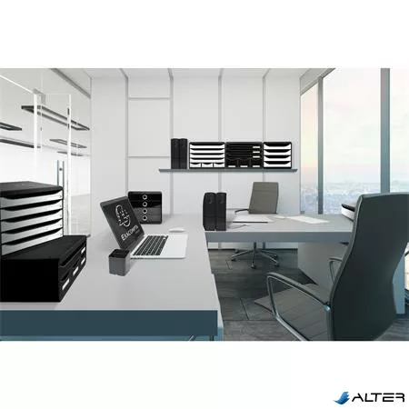 Irattároló, műanyag, 5 fiókos, EXACOMPTA 'BIigBox Glossy', fekete-fehér