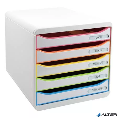 Irattároló, műanyag, 5 fiókos, EXACOMPTA 'Big-Box Plus Blackoffice Iderama'