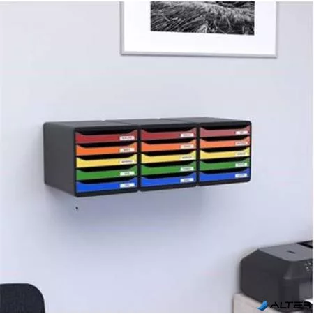 Irattároló, műanyag, 5 fiókos, EXACOMPTA 'Big-Box Plus Blackoffice Iderama'